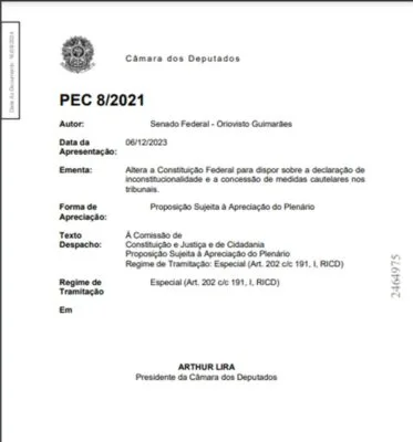 PEC - Lira Avança com PEC contra STF decisões monocráticas